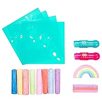 Yoobi | Rainbow Sidewalk Chalk and Stencil Set | 16 Piece Includes 2 Chalk Holders and 4 Fun Stencils | Non Toxic & Washable | Outdoor Art Activities for Kids
