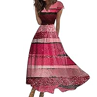 Elegant Formal Maxi Dress Trendy Sleeveless Sexy V Neck Off The Shoulder Casual Smocked Flowy Floral Long Dress