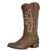 2 Pair Cowboy Boots for Women Cowgirl Boots Mid Calf Fashion Western Boots US Size 10