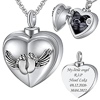 Fanery sue Customized Urns Locket for Human Ashes Keepsake,Personalized Memorial Gifts for Loss of Loved One,Pets Ashes Locket with Picture Inside,Cremation Jewelry Ashes Holder for Women Men