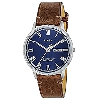 Timex Men Analogue Watch with a Leather Strap Waterbury Traditional