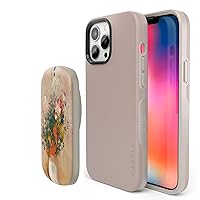 Casely Bundle with Case Compatible with iPhone 15 Pro Bold Case Power Pod MagSafe Compatible Battery Pack | Taupe on Nude Solid Beige Color Minimalist Phone Case | Vase of Flowers T