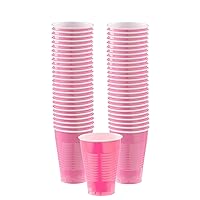 Amscan Premium Bright Pink Plastic Cups (12 oz) 50 Count - Stackable, Heavy-Duty & Eco-Friendly Party Drinkware, Vibrant Color & Ultimate Durability