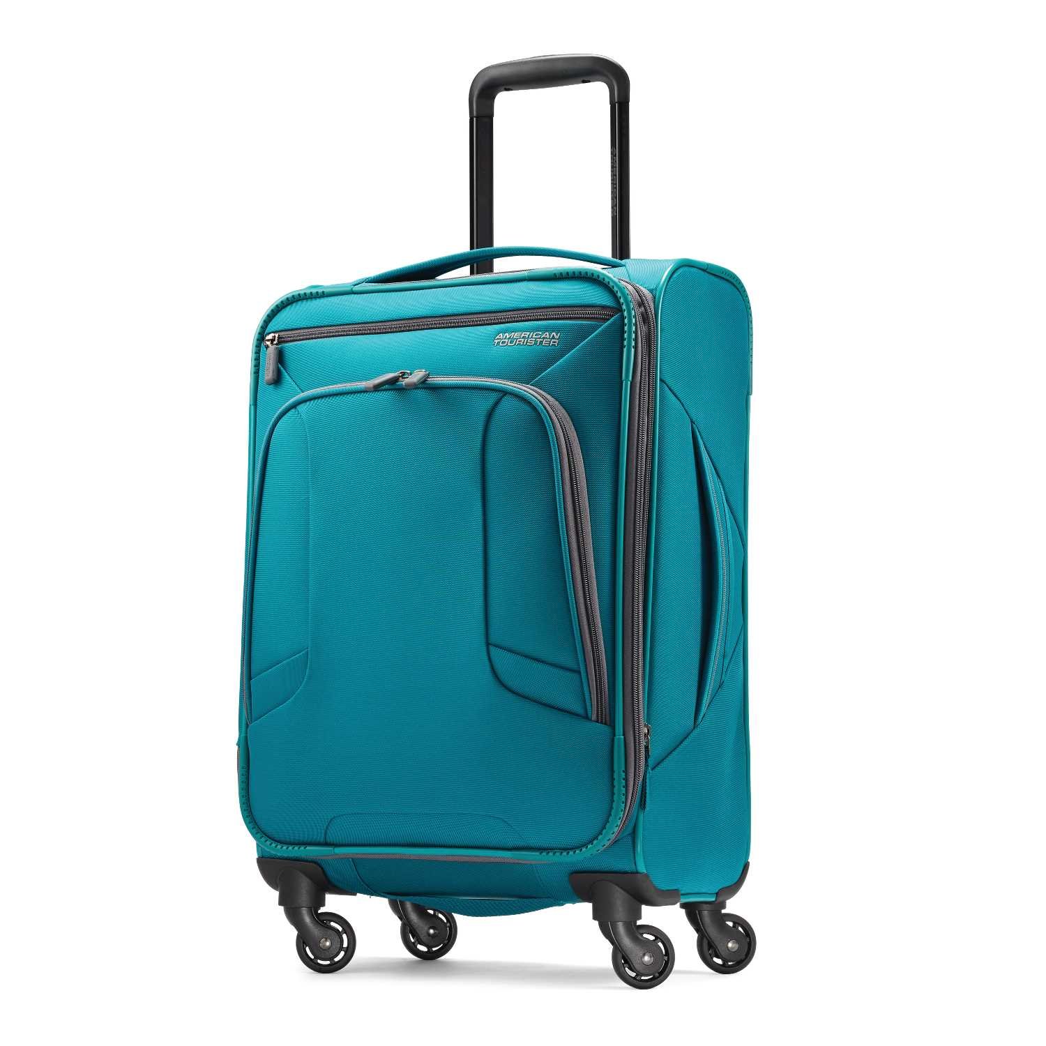 American Tourister 4 Kix Expandable Softside Luggage with Spinner Wheels, Teal, Carry-On 21-Inch