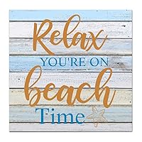 Relax You're On Beach Time Unfinished Wood Directional Signs Wooden Cat Signs Kirklands Isabelline Plaque Timber SignSmooth Beautiful Sports for Baby's First Christmas 12x12 Inch