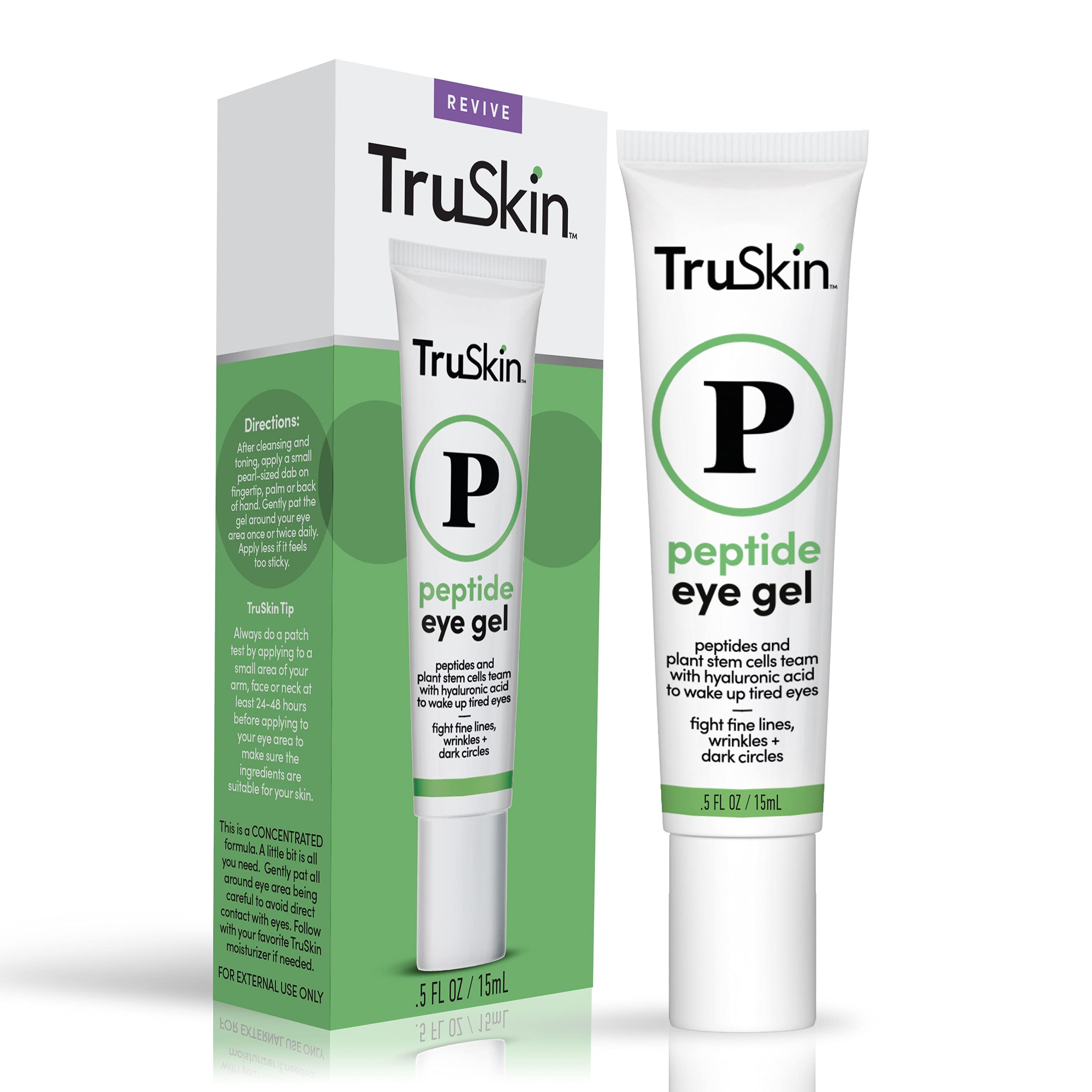 TruSkin Peptide Eye Gel – Support Collagen, Minimize Lines & Brighten the Eye Area – Dark Circles Under Eye Treatment for Women with Peptides, Plant Stem Cells & Hyaluronic Acid, 5 Fl Oz