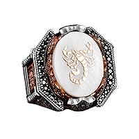 KAMBO 925 Sterling Silver Men's Ring, Scorpion Ring, Animal Design Ring