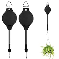 2 Pack Plant Hook Pulley Retractable Plant Hook Hanger for Hanging Garden Plants Flower Baskets Flowerpots and Birds Feeder in Adjustable Height Easy Way to Care for Your Hanging Plants (Black)