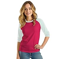 Decrum Soft Cotton Jersey 3/4 Sleeve - White and Pink Tops for Women | [40148178] BrbPink&White Rgln,XXS