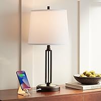 Javier Industrial Table Lamp with Hotel Style USB Charging Port 24.5
