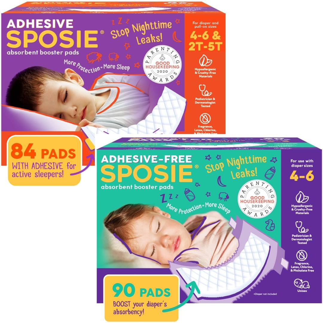 Sposie Diaper Booster Pads - Diaper Pads Inserts Overnight, Cloth Diaper Inserts and Overnight Diapers Size 4-6 & 2T-5T, Diaper Liners Baby Products, Nighttime Diapers