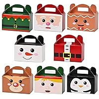 MOORAY Christmas Treat Boxes, 24 Pieces Santa Elf Snowman Elk 3D Christmas Goody Candy Cookie Boxes with Handles for Xmas Holiday Party Favor Supplies, 6