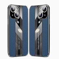 Phone Case Leather + Carbon Fiber Case Designed Compatible with Oppo Find X5 Pro with Camera Protection, Full Body Shockproof Protective Phone Case Slim Thin (Color : Blue)