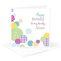 Happy Birthday my lovely Niece - colorful dots on white - Greeting Card, 6 x 6 inches, single (gc_165143_5)