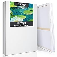 Outus 10 Pack Stretched Canvas 24 x 36 Inch Extra Large Cotton Canvases for Painting Heavy Weight Triple Primed Blank Artist Canvas for Oil Acrylic Paints(24 x 36 Inch)