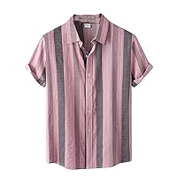 Men's Hawaiian Shirts Cotton Linen Casual Button Down T-Shirts Tropical Holiday Summer Beach Short Sleeve Tees Tops