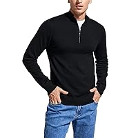 Men's Quarter-Zip Sweater Long-Sleeve Turtleneck Pullover Sweater