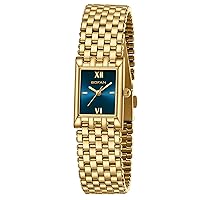 BOFAN Gold Watches for Women Luxury Ladies Quartz Wrist Watches with Stainless Steel Bracelet,Waterproof.Womens Casual Fashion Small Gold Watch.Tools Bracelet Adjustment Included.(Blue-Gold)