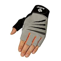 BIONIC Glove Men's Cross-Training Fingerless Gloves w/Natural Fit Technology, Gray/Orange (Pair)