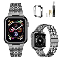 MioHHR Compatible with Apple Watch Strap 38 mm 40 mm 41 mm, Solid Stainless Steel Metal Strap for iWatch Series 8 7 6 5 4 3 2 1 SE (Space Grey)