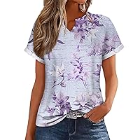 Floral Tops for Women, Women's Shirt Loose Casual V-Neck Top Shirts Summer Tube, S XXXL