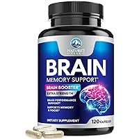 Brain Supplement for Memory and Focus, Nootropic Support for Concentration, Energy, and Brain Health with Bacopa, B Vitamins, Phosphatidylserine, DMAE, Choline, Huperzine and More - 120 Capsules