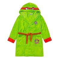 Teenage Mutant Ninja Turtles Boys Hooded Bathrobe Kids Superhero Dressing Gown in Green Cosy Comic Fleece Children Toddlers