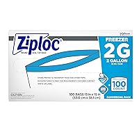 Ziploc Professional Freezer Bags, For Food Organization and Storage, Double Zipper, 2 Gallon, 100 Count