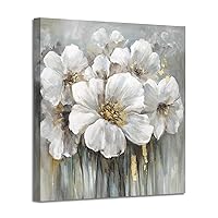 ARTISTIC PATH Wall Art Floral Canvas Pictures: White Lily Abstract Flower Print on Canvas Artwork for Office Dining Rooms (24