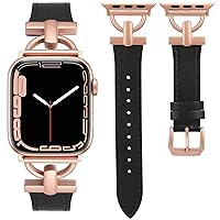 Wearlizer Leather Band Compatible with Apple Watch Band Women 41mm 40mm 38mm 44mm 45mm 42mm 49mm Ultra 2, Dressy Fancy Leather Strap D-Shape Metal Buckle for iWatch Bands Series 9 8 7 6 5 4 3 2 1 SE