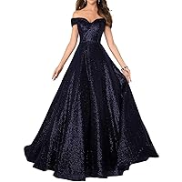 Women's Off Shoulder Evening Prom Dress Long Sweetheart Sequin Beaded Formal Gown