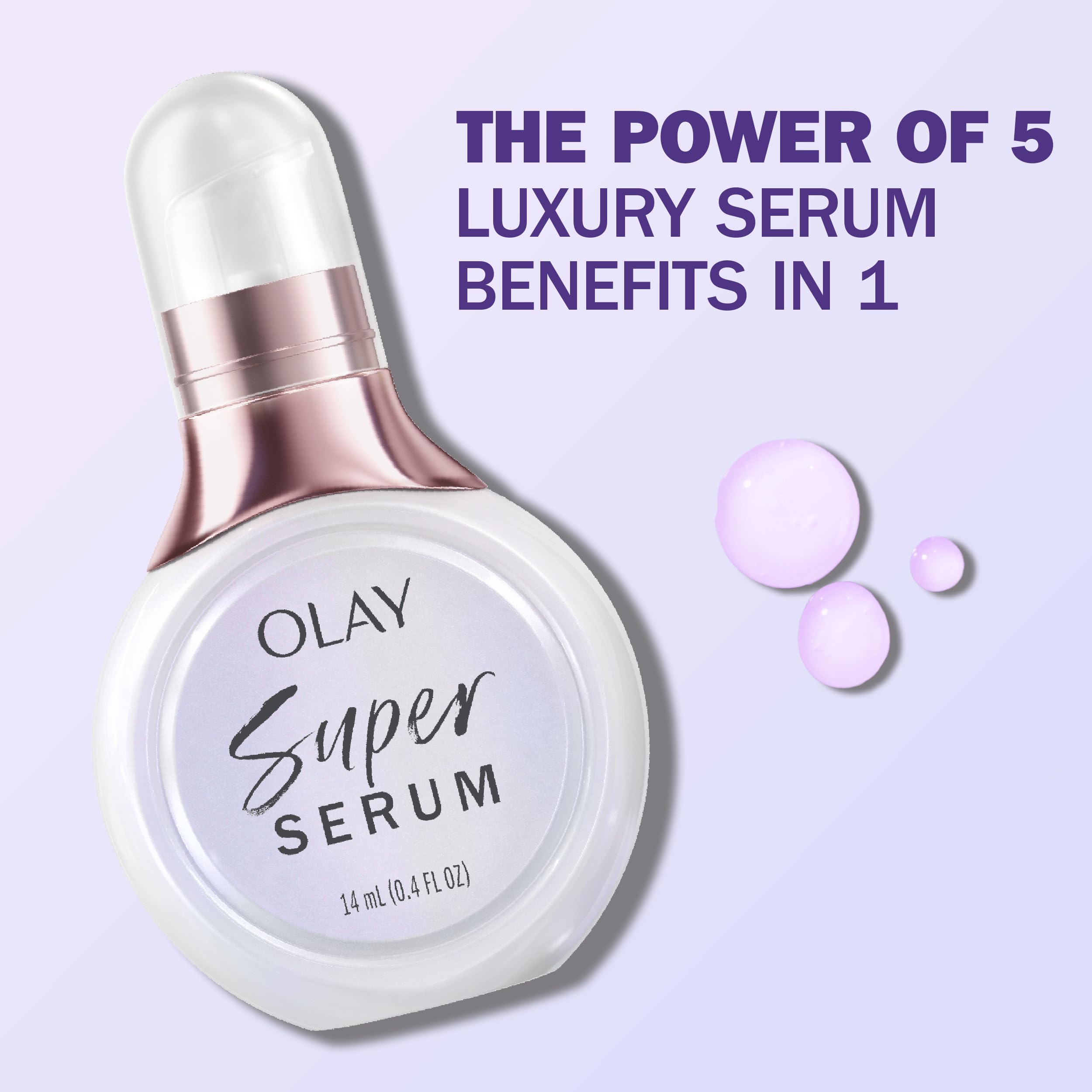 Olay Super Serum 5-in-1 Lightweight Resurfacing Face Serum, Trial Size 0.4 fl oz Smoothing Skin Care Treatment with Niacinamide, Vitamin C, Collagen Peptide, Vitamin E, and AHA