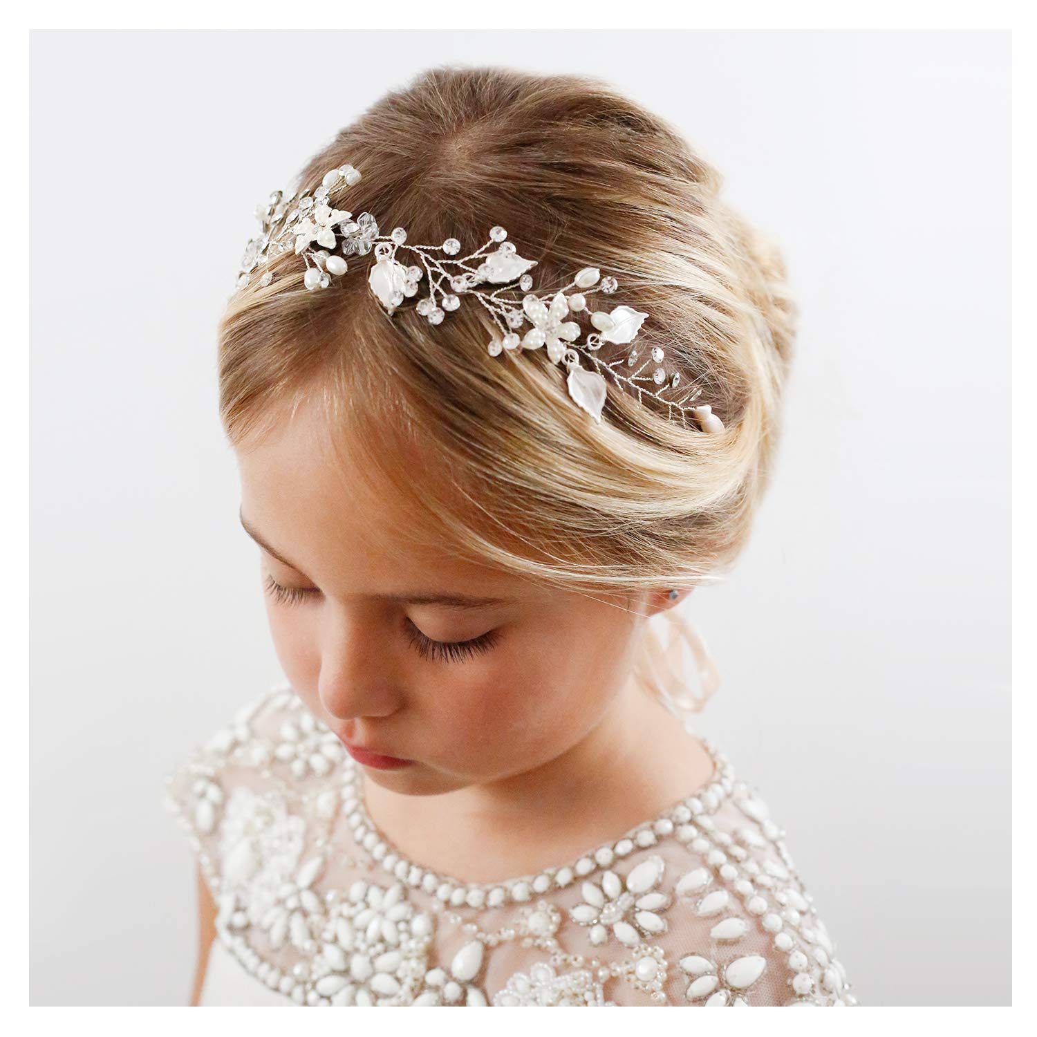 Mua SWEETV Flower Girl Headpiece Silver Princess Wedding Headband -Baby Girls  Flower Pearl Hair Accessories for Birthday Party, Photography trên Amazon  Mỹ chính hãng 2023 | Fado