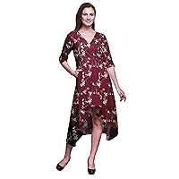 Bimba Cotton Short Sleeve Classic Midi Dress with Pockets Asymmetrical Shift