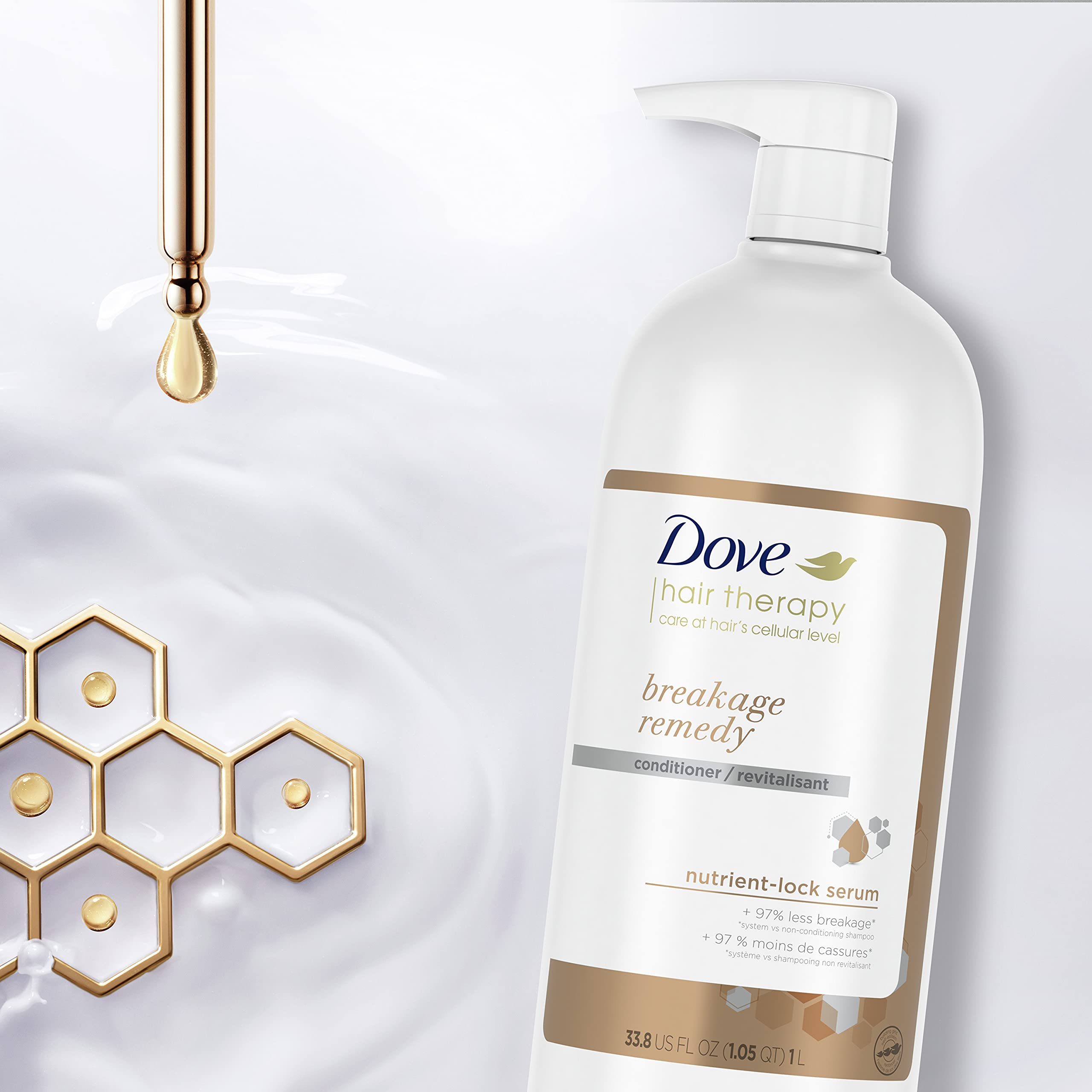 Dove Hair Therapy Conditioner Breakage Remedy for Damaged Hair Hair Conditioner with Nutrient-Lock Serum 33.8 oz