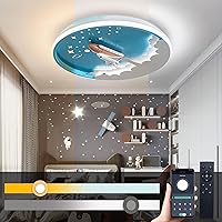 Kids Room Ceiling Light LED Dimmable Flush Mount Ceiling Light Fixtures with Remote Control 3000K-6000K Cartoon Space Ceiling Lights for Bedroom,Kids' Room,Living Room