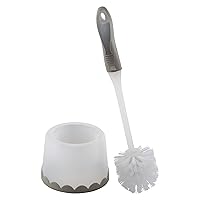 Bath Bliss Deluxe Toilet Bowl Brush and Stand | Dimensions: 5.37” Rd x 15” | 360 Brush Head | Bathroom Cleaning | Contemporary Design | Open Holder | Grey