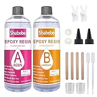 Epoxy Resin, 32OZ Resin Kit, Epoxy Resin Crystal Clear-Not Yellowing and No Bubble Self Leveling Easy Mix 1:1 Casting & Coating for DIY Jewelry Making of The Art Resin & Epoxy Resin (32oz)