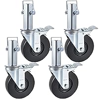 BestEquip 4 Pack 5Inch Scaffolding Rubber Swivel Caster Wheels with Dual Locking Heavy Duty Casters 1.25Inch Square Stem 440LBS Capacity per Wheel