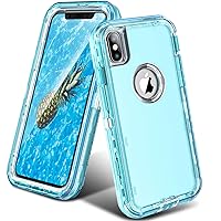 ORIbox for iPhone Xs Max Case Blue, [10 FT Military Grade Drop Protection], Transparent Heavy Duty Shockproof Anti-Fall Case for iPhone Xs Max,6.5 inch,3 in 1, Crystal Blue