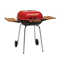 Americana Swinger Charcoal Grill with Two Side Tables, Red