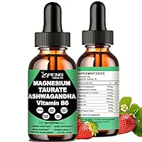 Magnesium Taurate Supplements, Liquid Magnesium Taurate 1500mg w. CoEnzyme Vitamin B6, D3, Zinc Theanine, Ashwagandha for Heart Health & Energy, High Absorption Chelated Magnesium Drops 2 FL/OZ