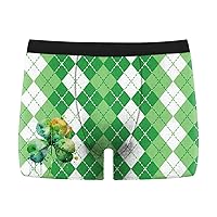Men's Breathable Boxer Briefs Stretch Waisted Shamrock Leaves Panties Bulge Pouch Compression St. Patrick's Day Underwear