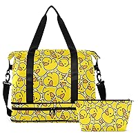 Rubber Duck Gym Bag for Women Men Travel Duffel Bag with Shoe Compartment Weekender Bags for Women Girls Carry On Bag Overnight Bag for Travel Gym Women Yoga School Gift Sport