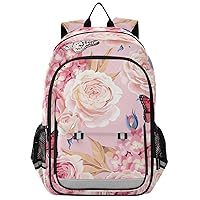 ALAZA Roses and Hydrangea Butterfly Casual Daypacks Outdoor Backpack