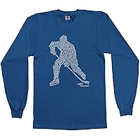 Threadrock Big Boys' Hockey Player Typography Design Youth L/S T-Shirt