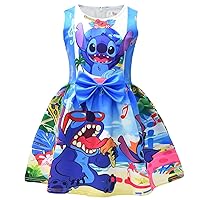 2024 Girls Dresses Bowknot Dress Skirt Cartoon Print Birthday Party Costume Dress Dress for Girls Birthday