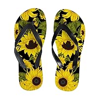 Vantaso Slim Flip Flops for Women Vintage Sunflowers Yoga Mat Thong Sandals Casual Slippers