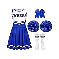 Girls Cheerleader Costume Outfit Set Fancy Dress for Halloween Party Birthday