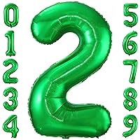 Dark Green Number 2 Balloon,40 Inch Green 2 Balloon Number,Large Mylar Foil Helium Number 2 Balloons for Birthday Party Celebration Decorations Graduations Anniversary